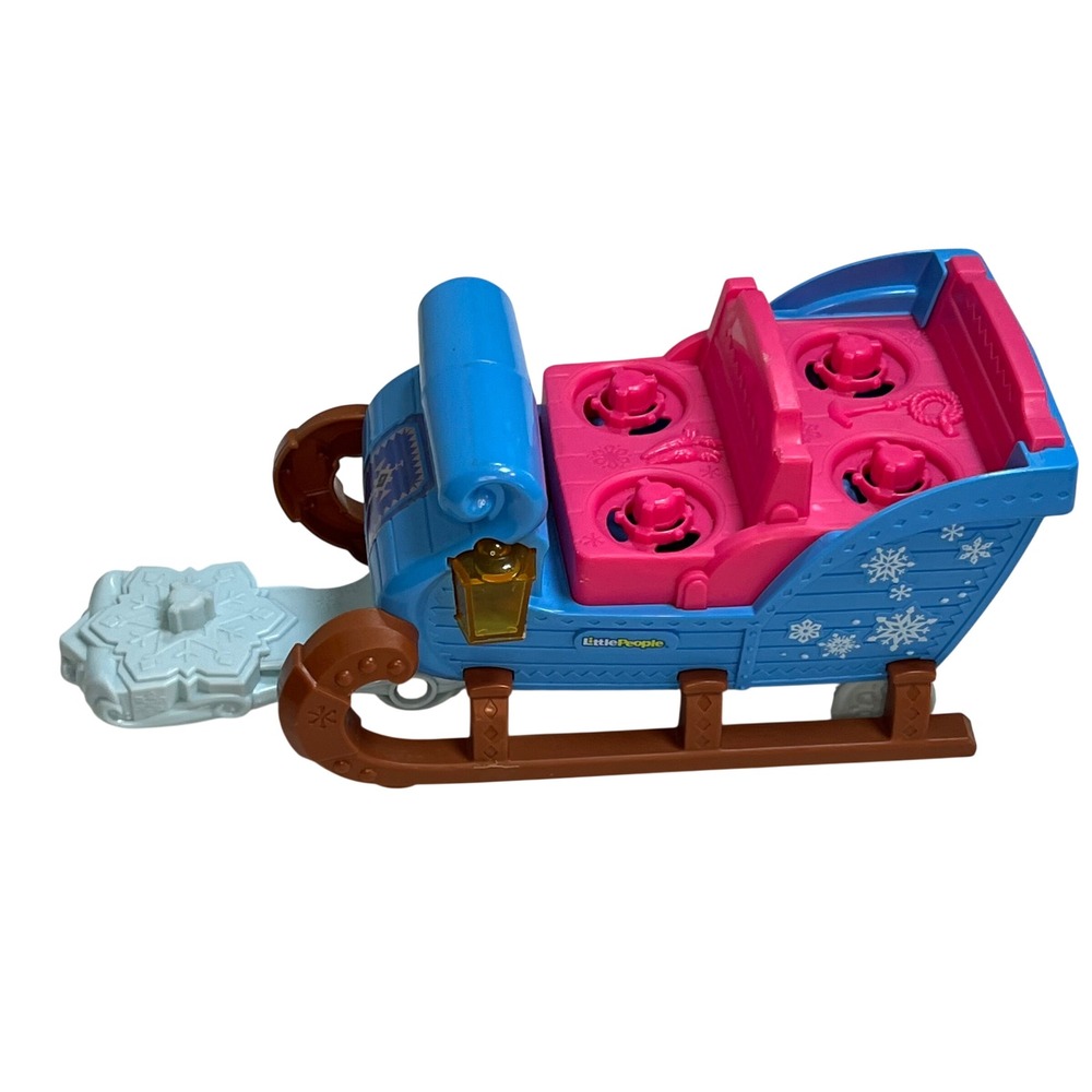 Fisher Price Little People Disney Frozen Kristoffs Sleigh Light Up Blue Pink Toy